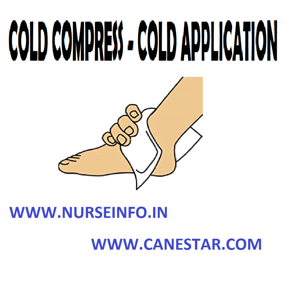 COLD COMPRESS (Cold Application) – Definition, Purpose, General Instructions, Preliminary Assessment Check, Effects, Physiologic Effects, Indications, Preparation of the Patient and Environment, Equipment, Procedure, After Care and Contraindications