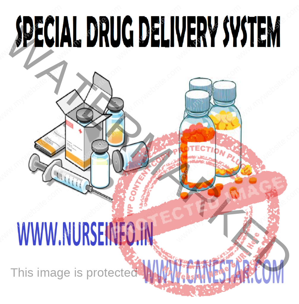 SPECIAL DRUG DELIVERY SYSTEM - Ocusert, Transdermal adhesive units, Computerized miniature pumps, liposomes, nurse responsibility