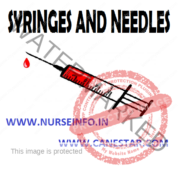 SYRINGES AND NEEDLES - Types of Syringes and Needles used 