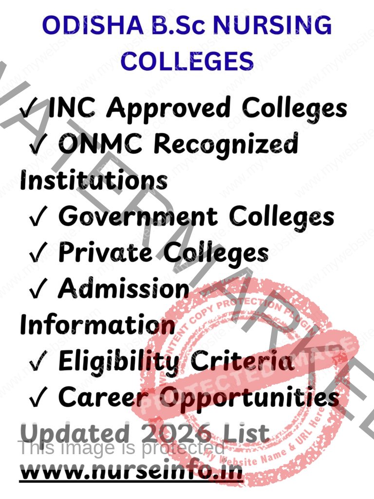 List of B.Sc Nursing colleges in Odisha approved by INC and ONMC showing eligibility, admission details, recognized institutions, and nursing career opportunities.