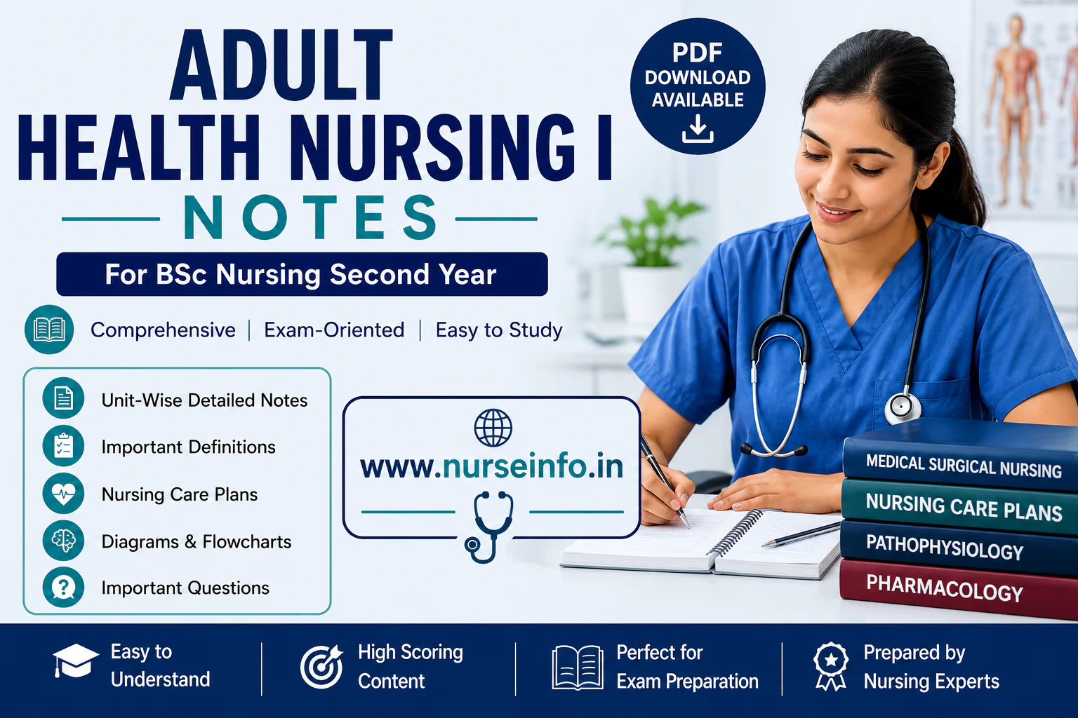 adutl health nursing i notes pdf Adult Health Nursing I Notes for BSc Nursing Second Year PDF download with unit-wise nursing notes, care plans, diagrams, flowcharts, important definitions, and exam preparation study material from NurseInfo.