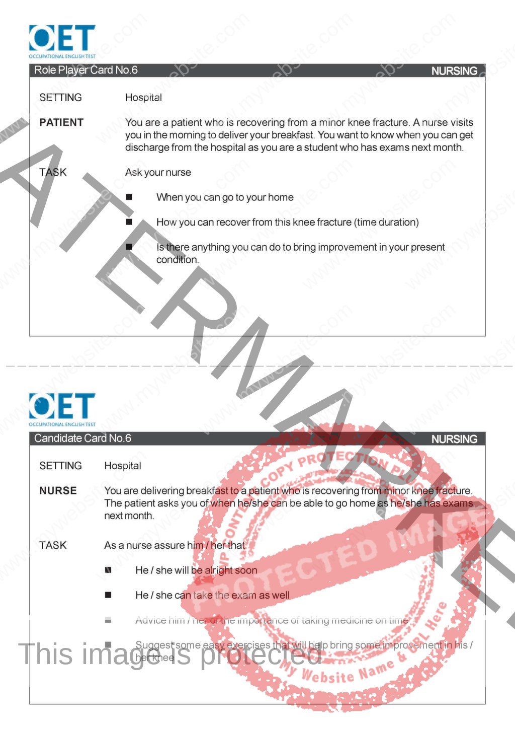 Y – SERIES, OET SPEAKING TEST, PART – 1 - Nurse Info