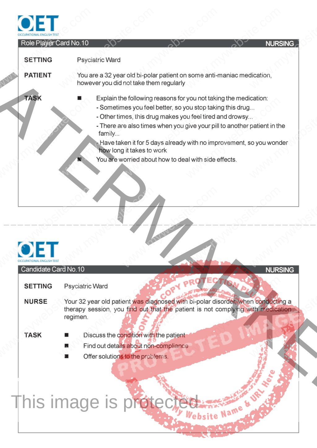 Y – SERIES, OET SPEAKING TEST, PART – 1 - Nurse Info