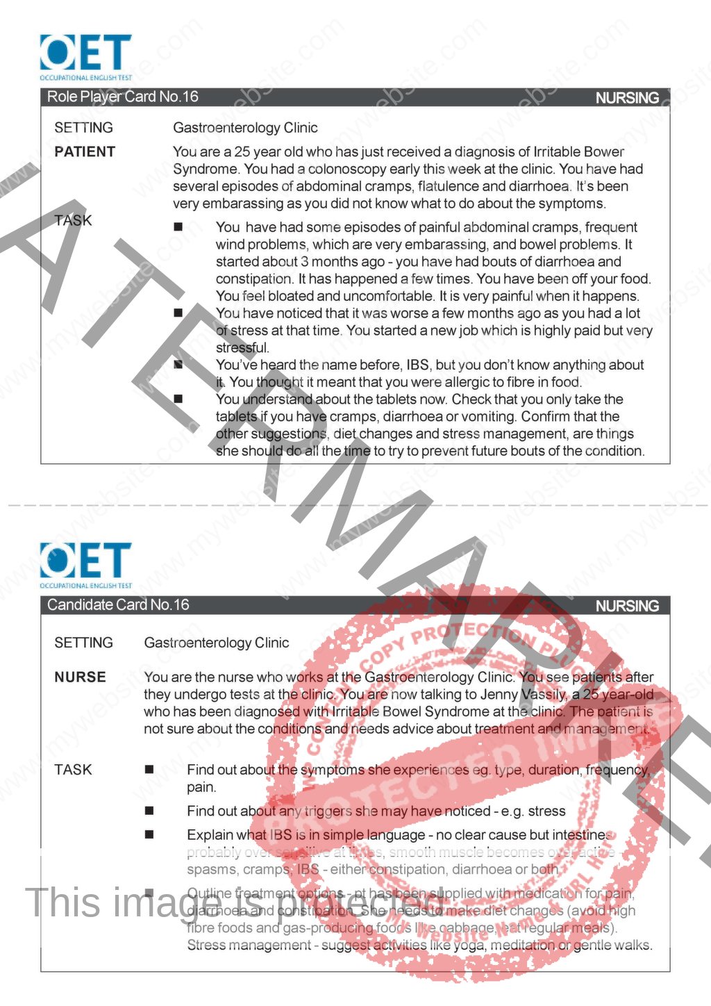 Oet Speaking Role Play Card 1 Englishey Com Y Series Test Part ...