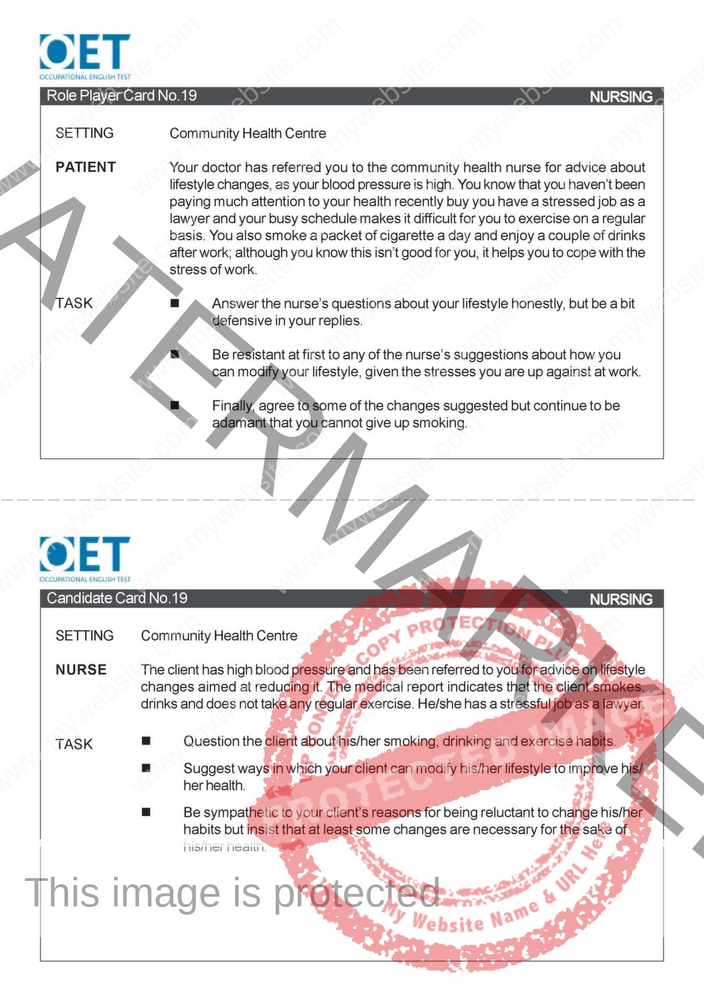 Oet Speaking Role Play Card 1 Englishey Com Y Series Test Part ...