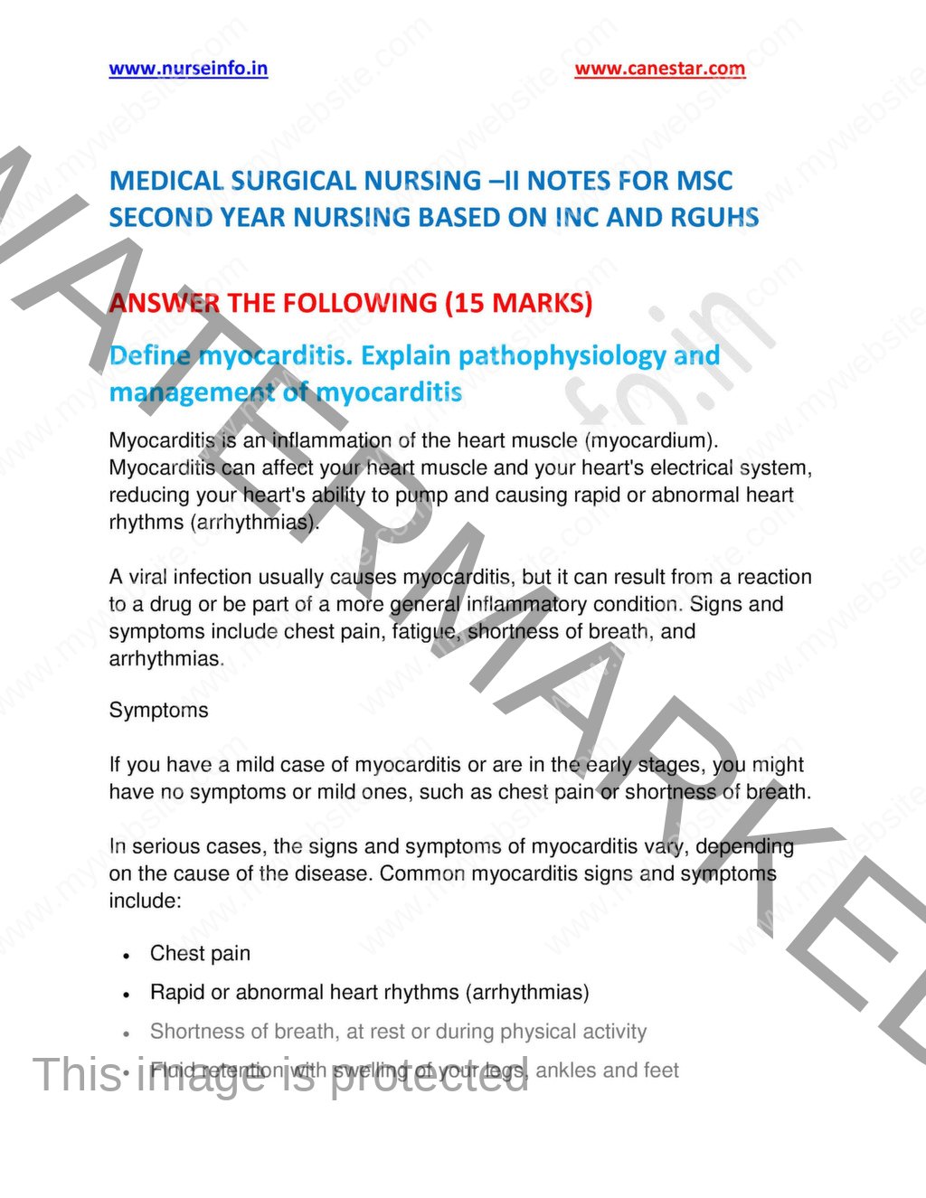 MEDICAL SURGICAL NURSING –II NOTES/BOOK FOR MSC SECOND YEAR NURSING ...