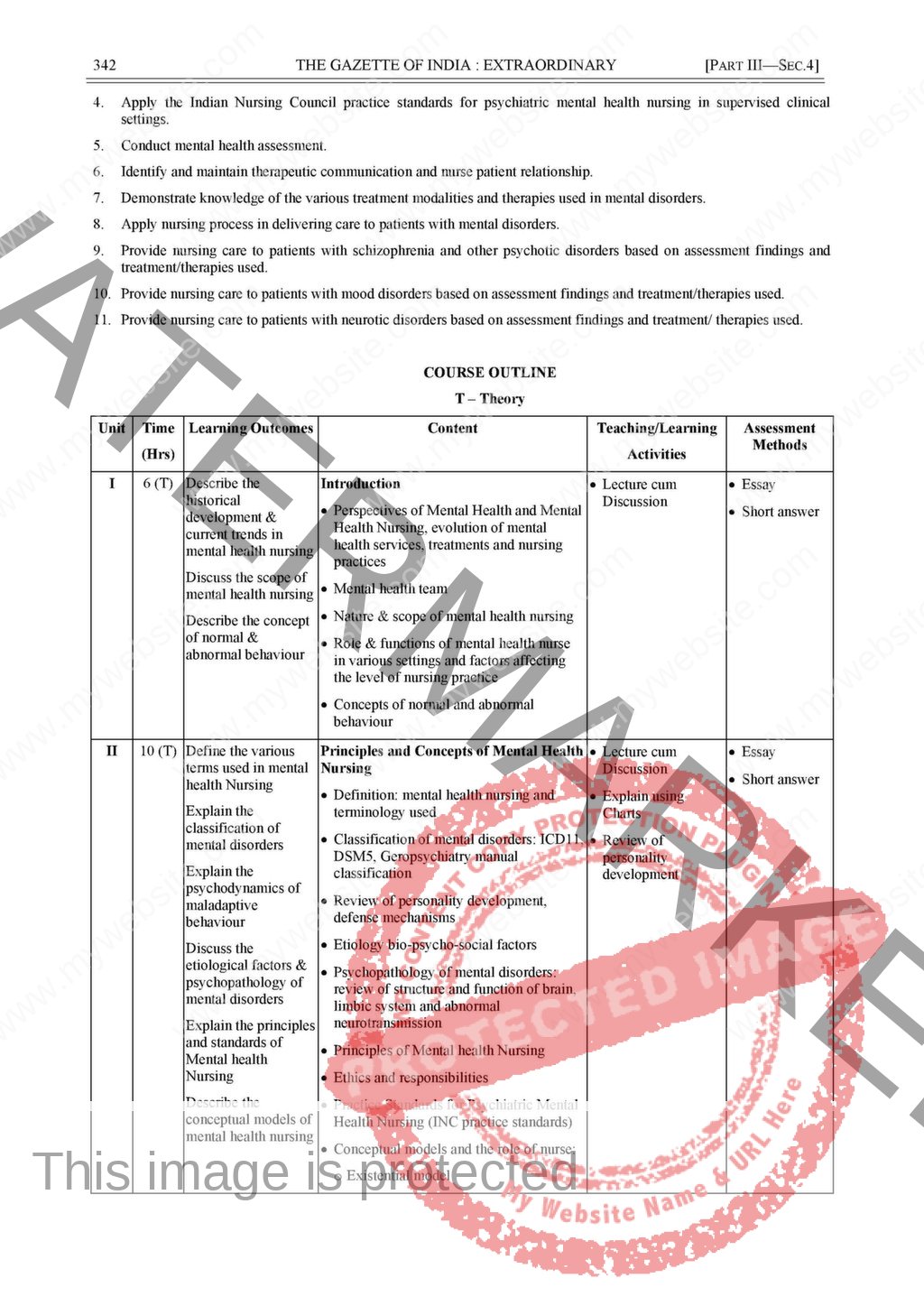 B.Sc., Nursing Revised INC Syllabus 2021 In English As Per Gazette Of ...